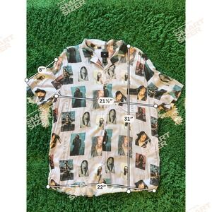 H&M Aaliyah All Over Photo Print Button Up Viscose Shirt Mens XXL